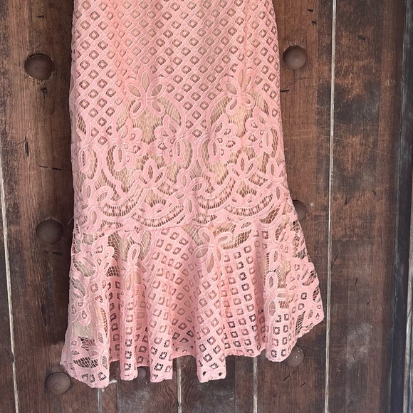 LULU’S | Unlimited Love Dusty Pink Lace Trumpet Midi Dress SIZE L - Picture 12 of 14